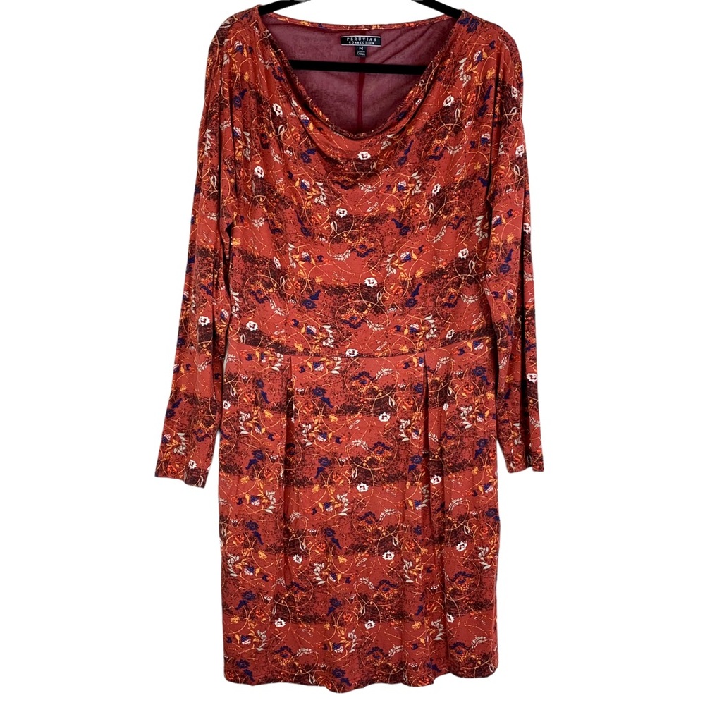 Peruvian Connection Annika Dress Long Sleeve Jersey Rust Fall Floral
